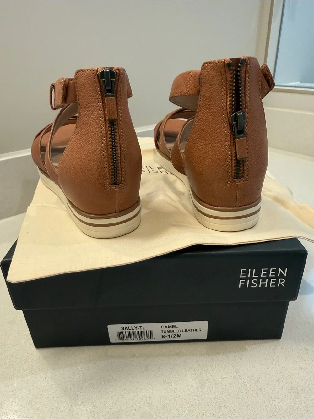 Eileen Fisher Camel Wedge Heels, Size 8.5